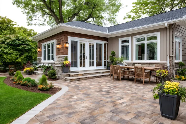 Paver patio installation and landscape cleanup in Waukesha County