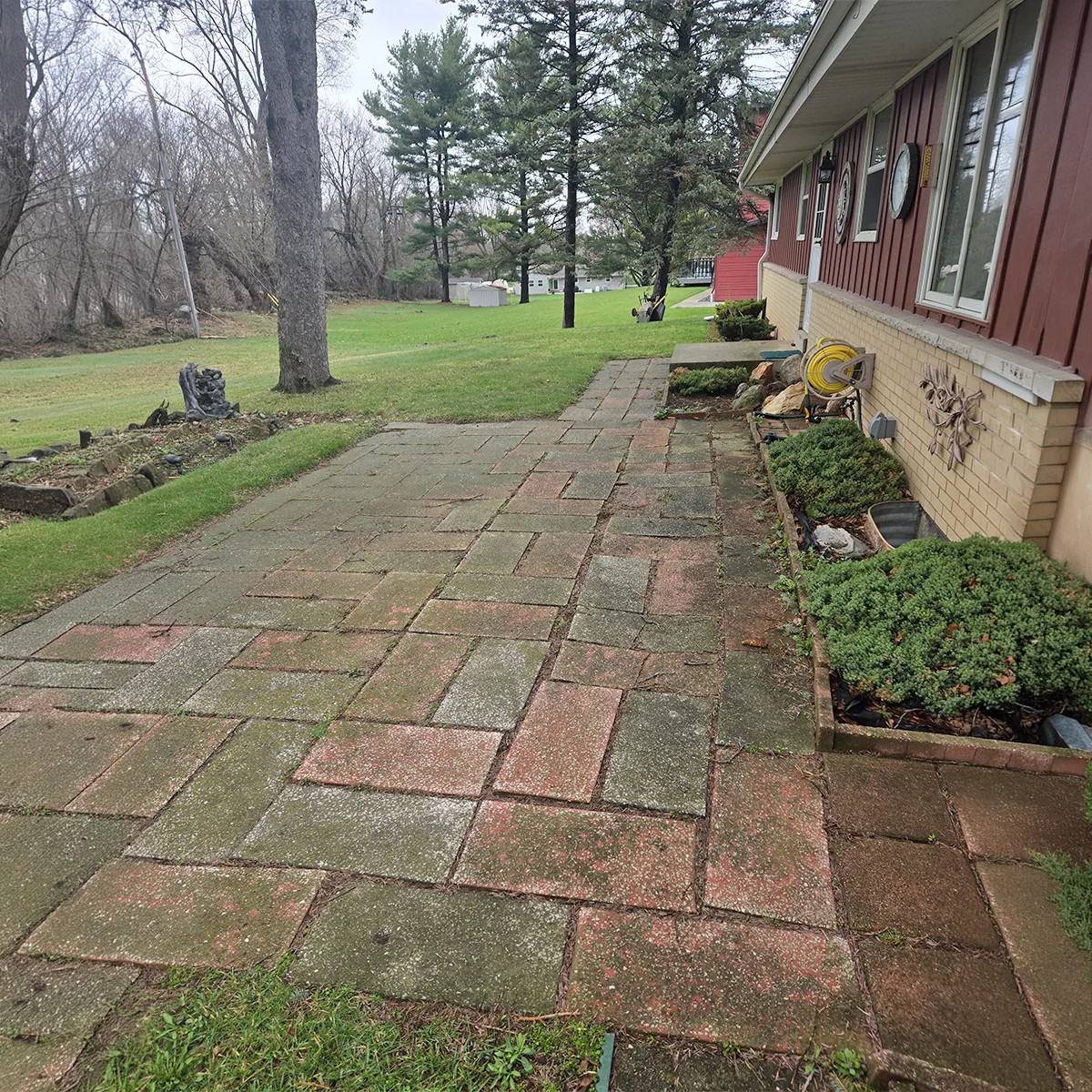 Pewaukee patio before re-leveling and base repair